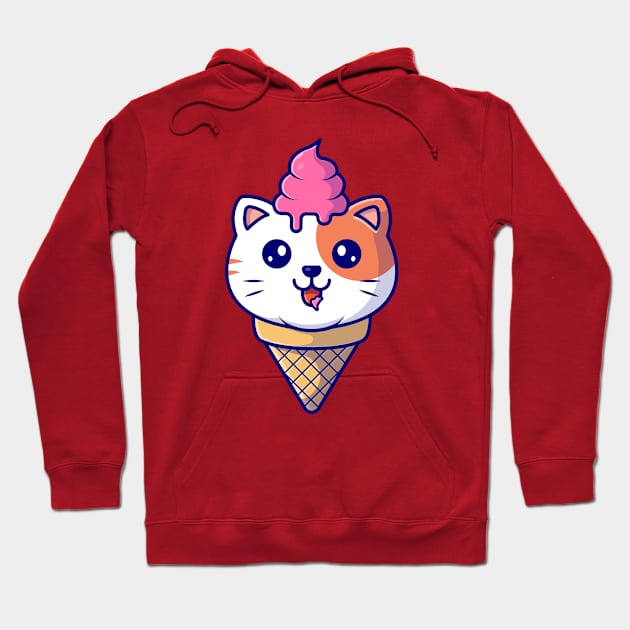 Cute Cat Ice Cream Cone Hoodie by Catalyst Labs